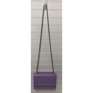 JIMMY CHOO Bing Bohemia Crystal Purple Patent Leather Small Chain Shoulder Bag
